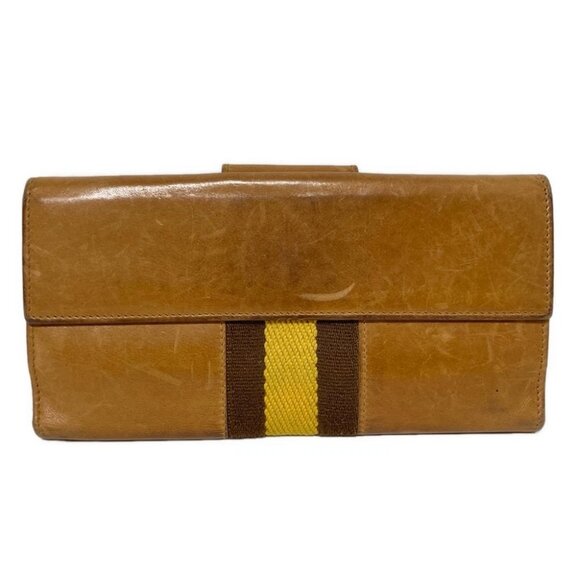 Auth GUCCI - 0352149 Brown Dark Brown Dark yellow Leather Chemical Fiber - Picture 1 of 11